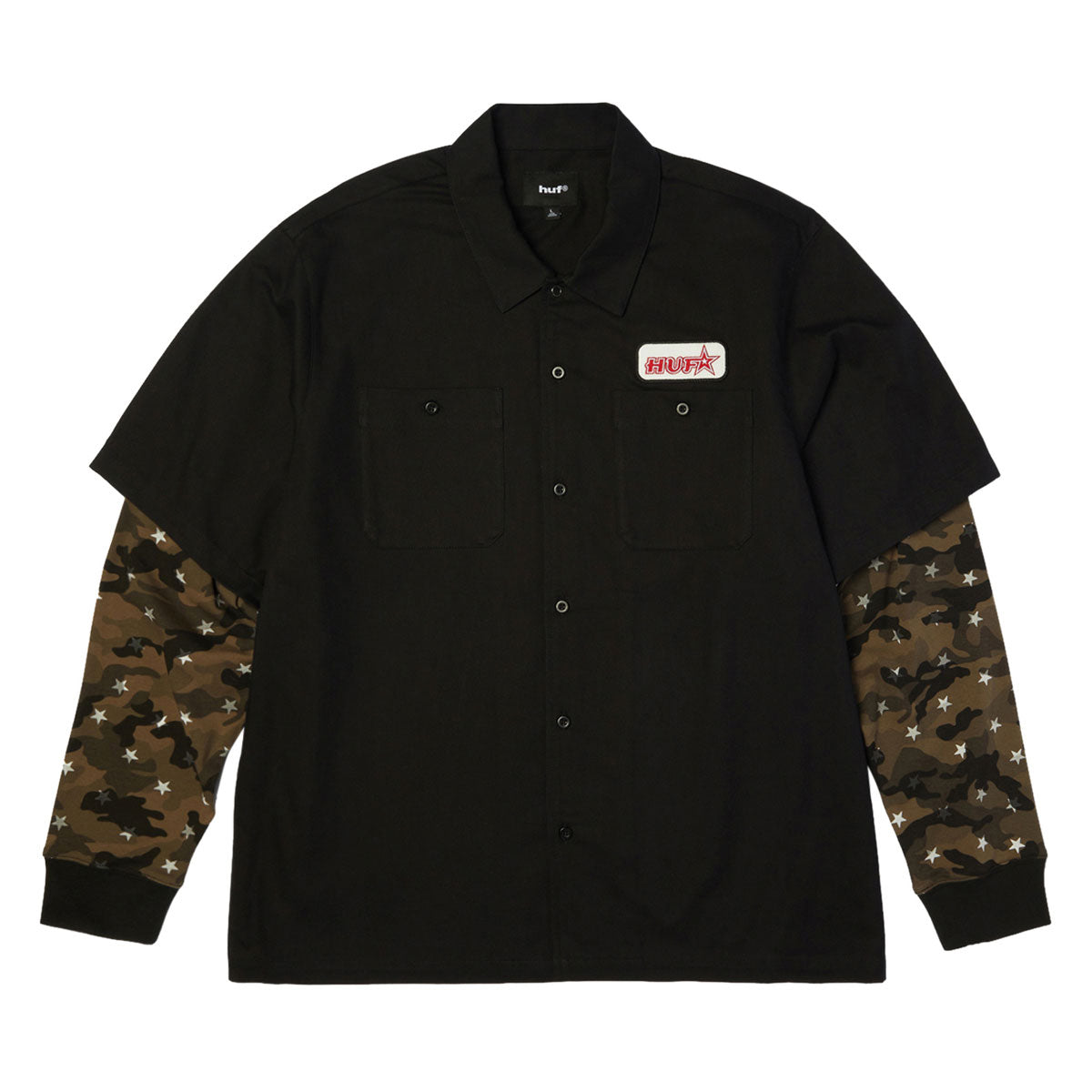 HUF Shadows Long Sleeve Work Shirt - Black image 1