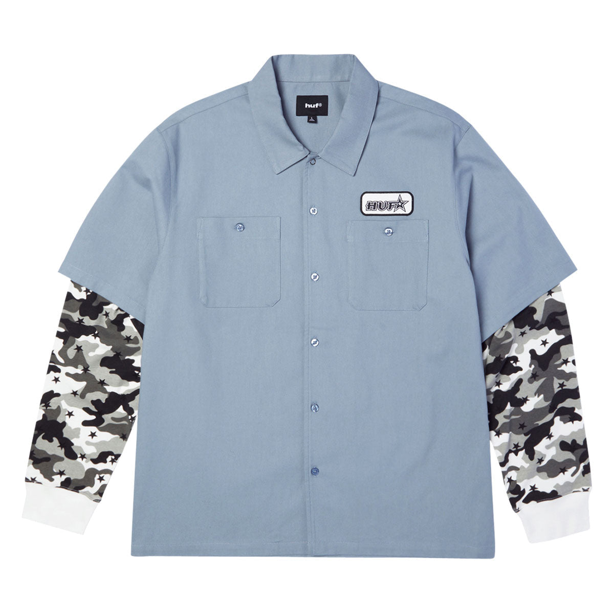 HUF Shadows Long Sleeve Work Shirt - Light Blue image 1