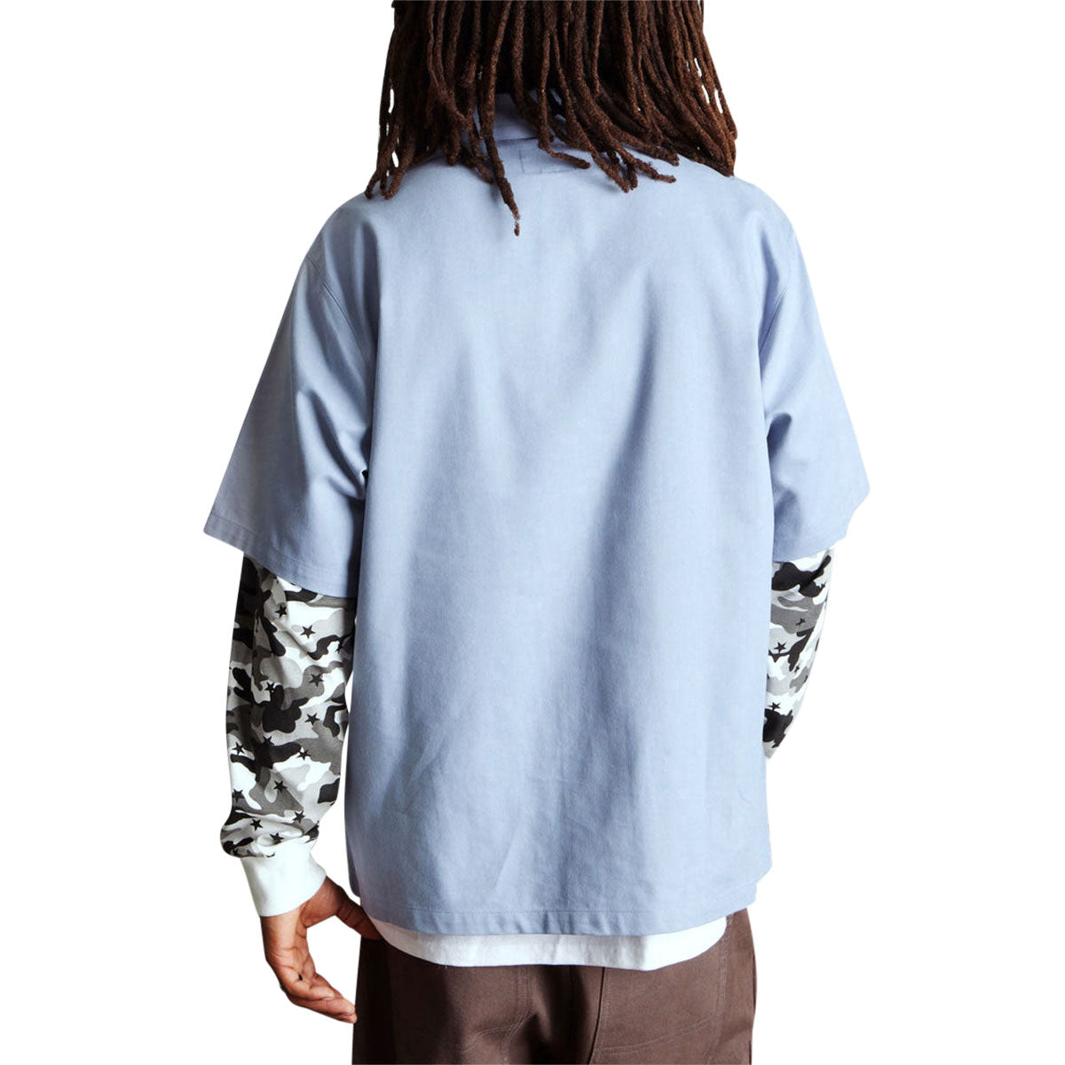 HUF Shadows Long Sleeve Work Shirt - Light Blue image 3