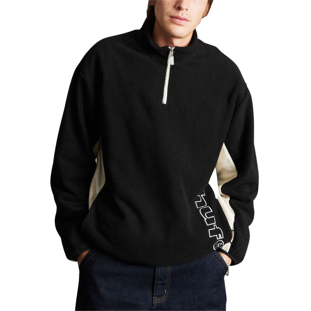 HUF Basecamp Quarter Zip Polar Fleece Sweatshirt - Black image 2
