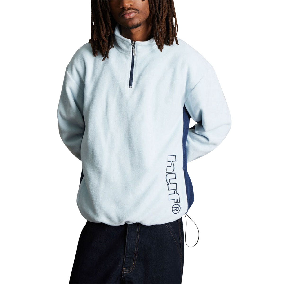 HUF Basecamp Quarter Zip Polar Fleece Sweatshirt - Sky Blue image 2