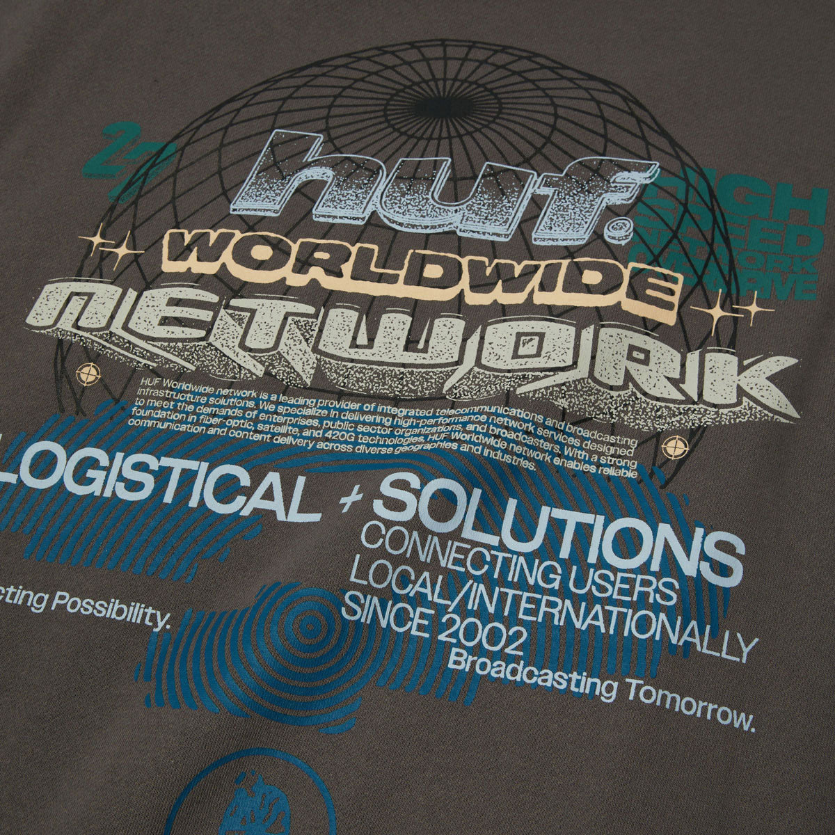 HUF Worldwide Network Crew Sweatshirt - Dark Earth image 4