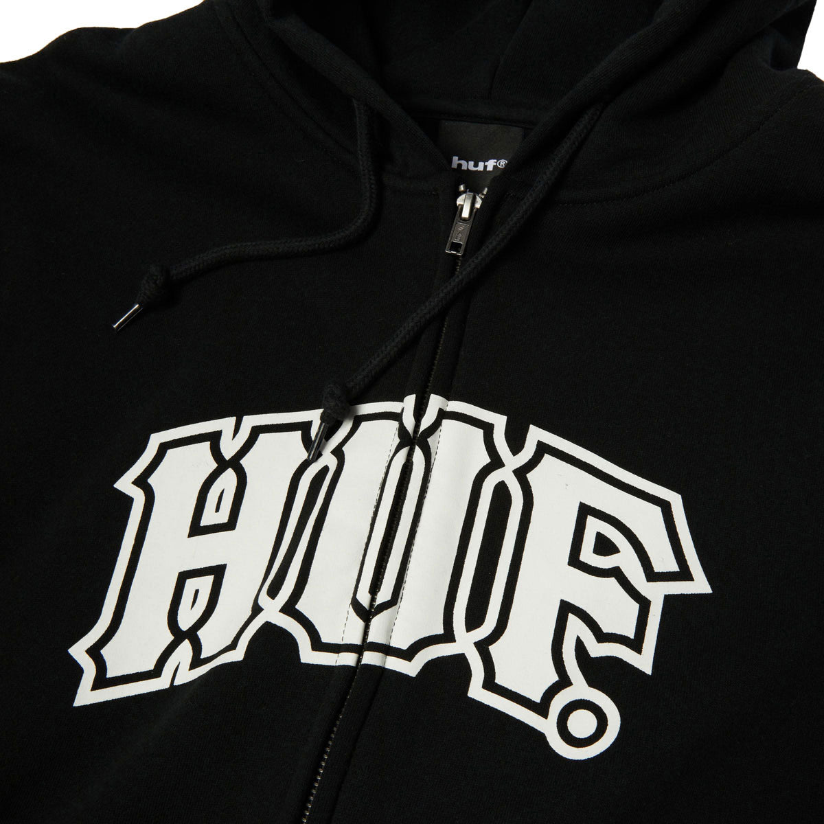 HUF Classic Arch Full Zip Hoodie - Black/White image 2