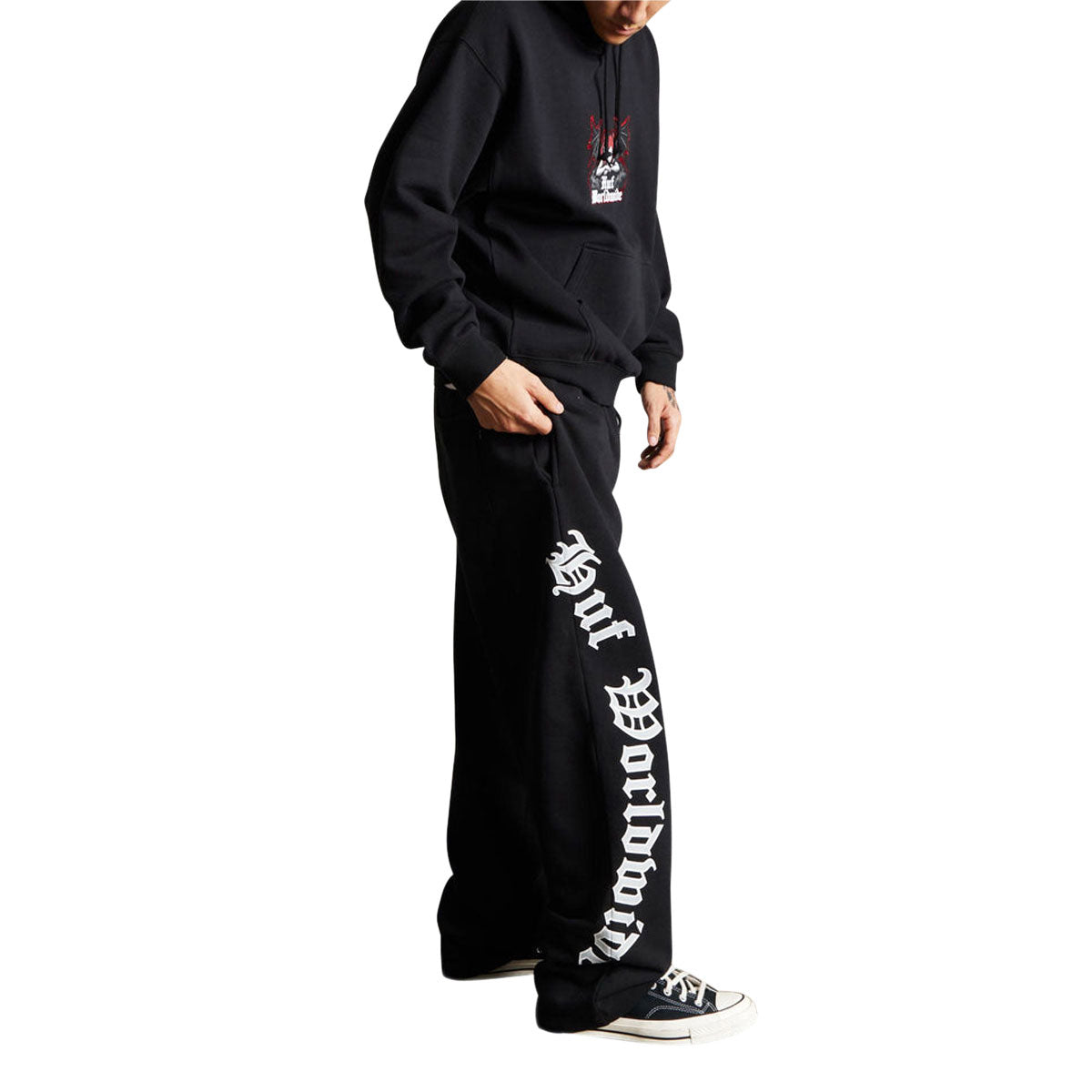 HUF Olympia Open Hem Sweatpants - Black image 4