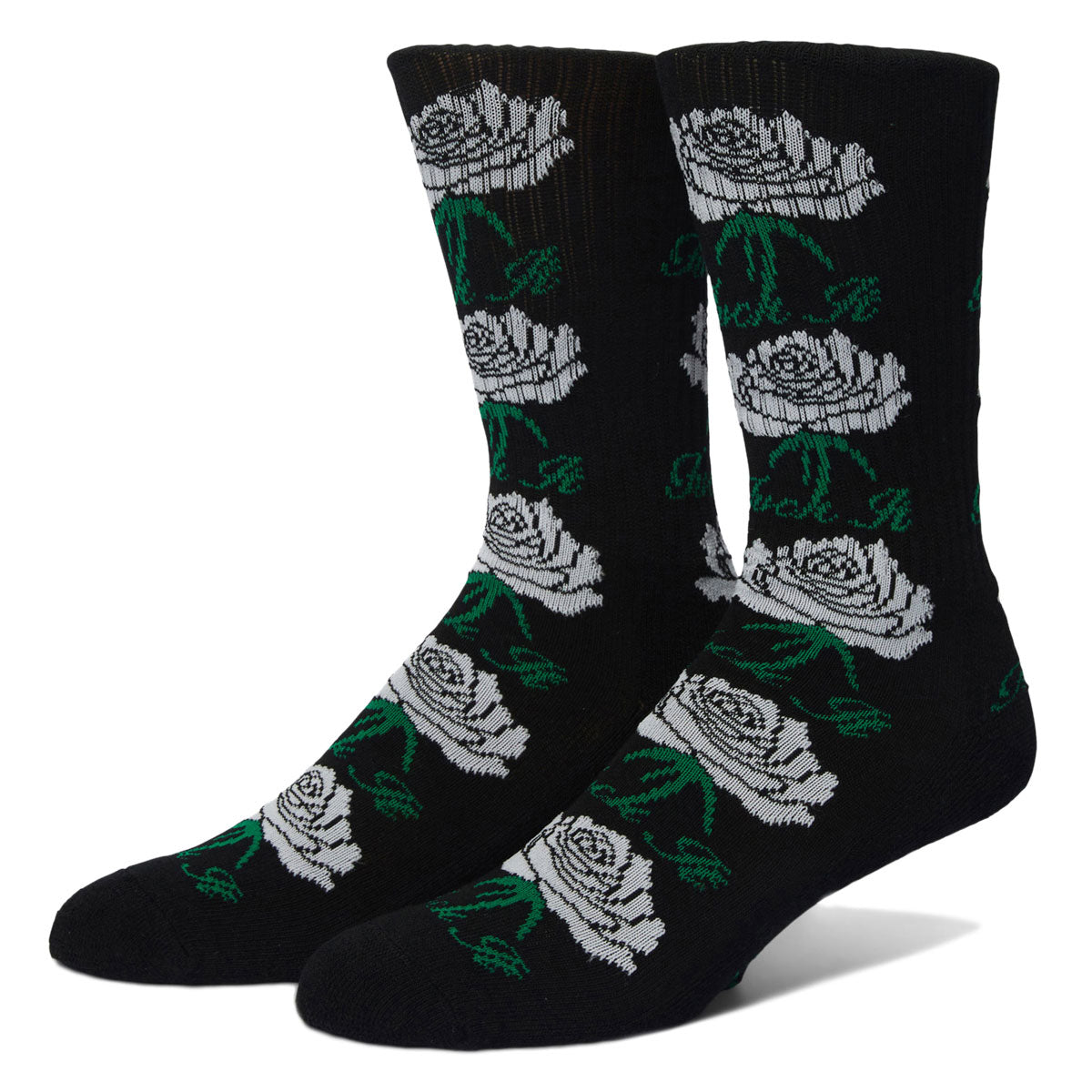HUF Fuck It Rose Crew Socks - Black image 1