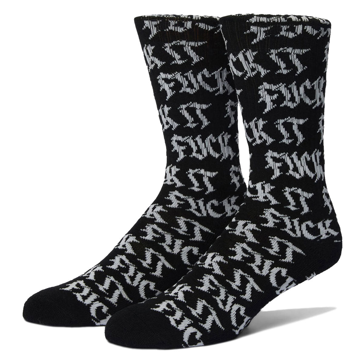 HUF Fuck It Old Style Crew Socks - Black image 1