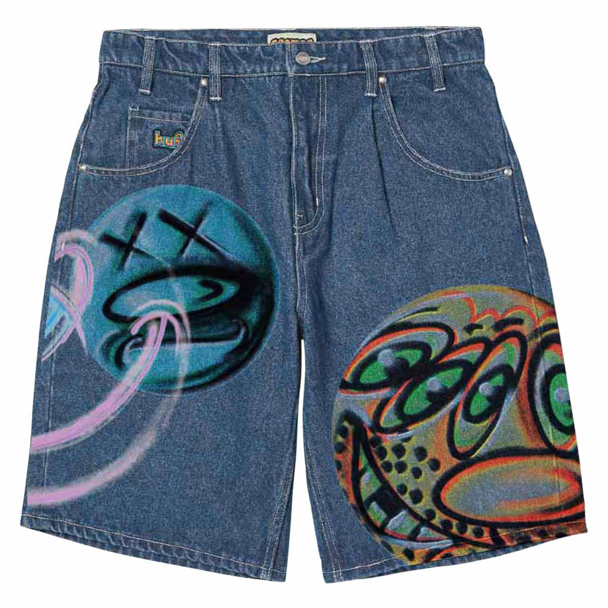 HUF x Kenny Scharf Spray Guys Denim Shorts - Multi image 1