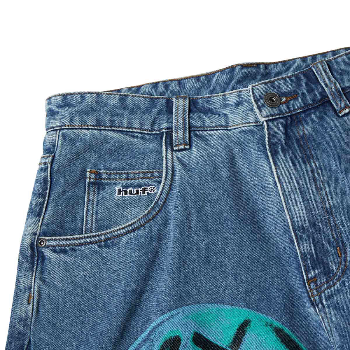 HUF x Kenny Scharf Spray Guys Denim Shorts - Multi image 3