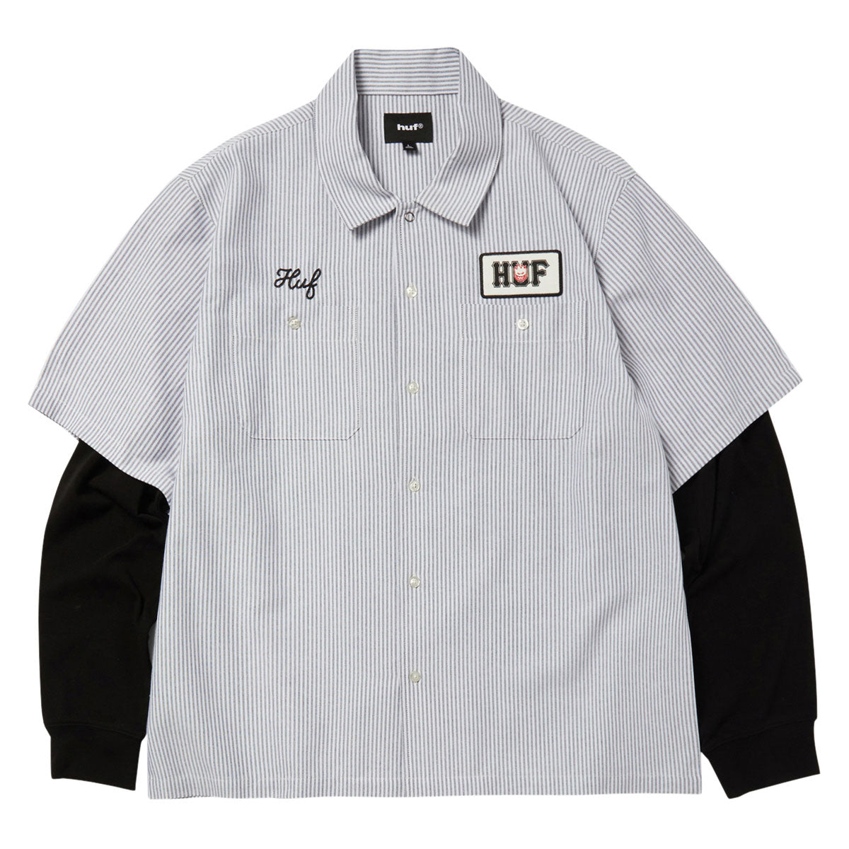HUF x Spitfire Union Layered Work Shirt - Black/White image 1