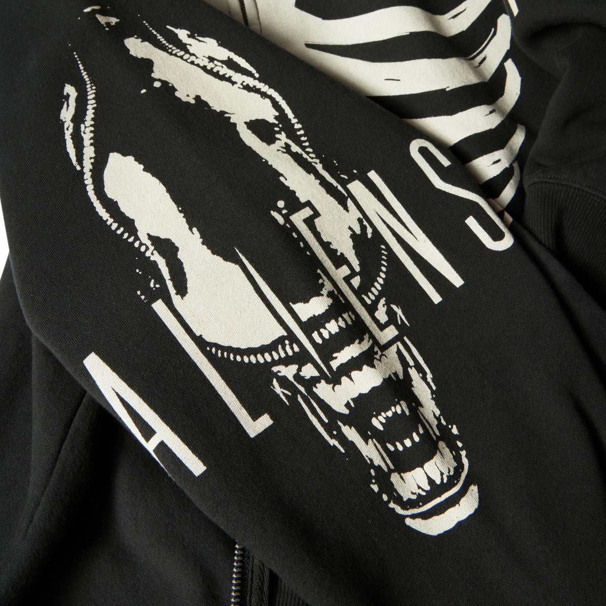 HUF x Aliens Facehugger Full Zip Washed Hoodie - Vintage Black image 5