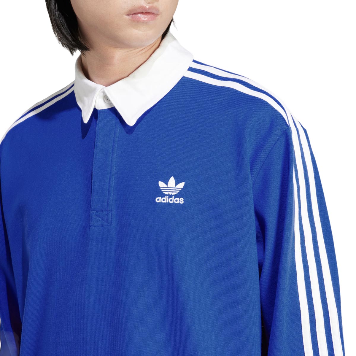 Adidas Adicolor Long Sleeve Rugby Polo Shirt - Blue image 3