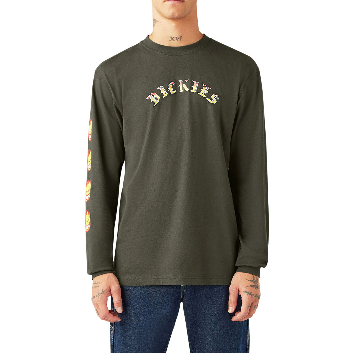 Dickies x Spitfire Long Sleeve T-Shirt - Olive Green image 2