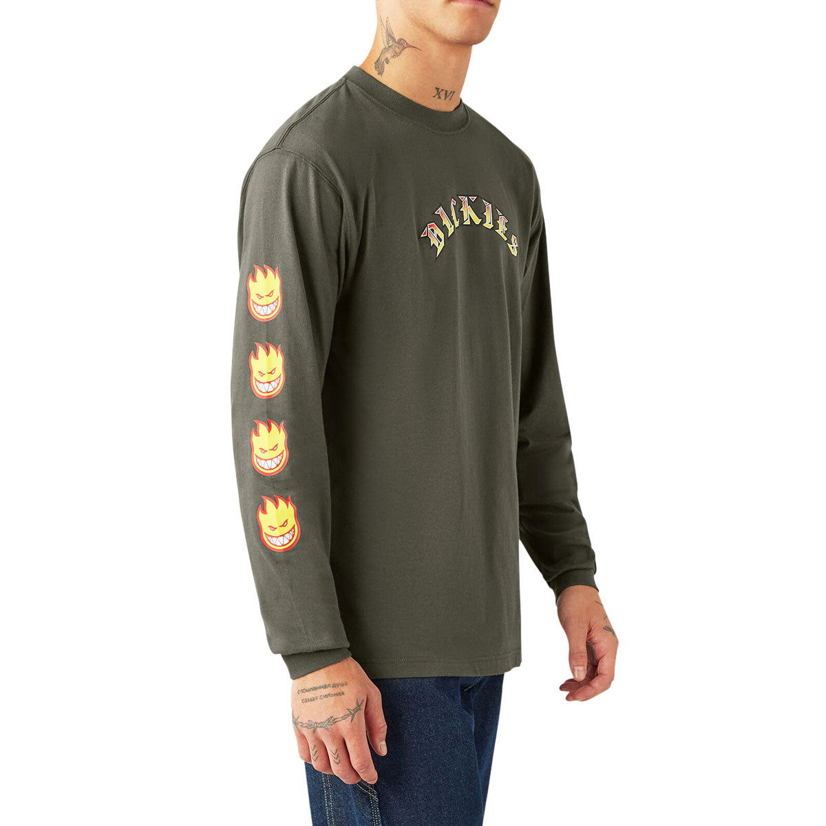 Dickies x Spitfire Long Sleeve T-Shirt - Olive Green image 3