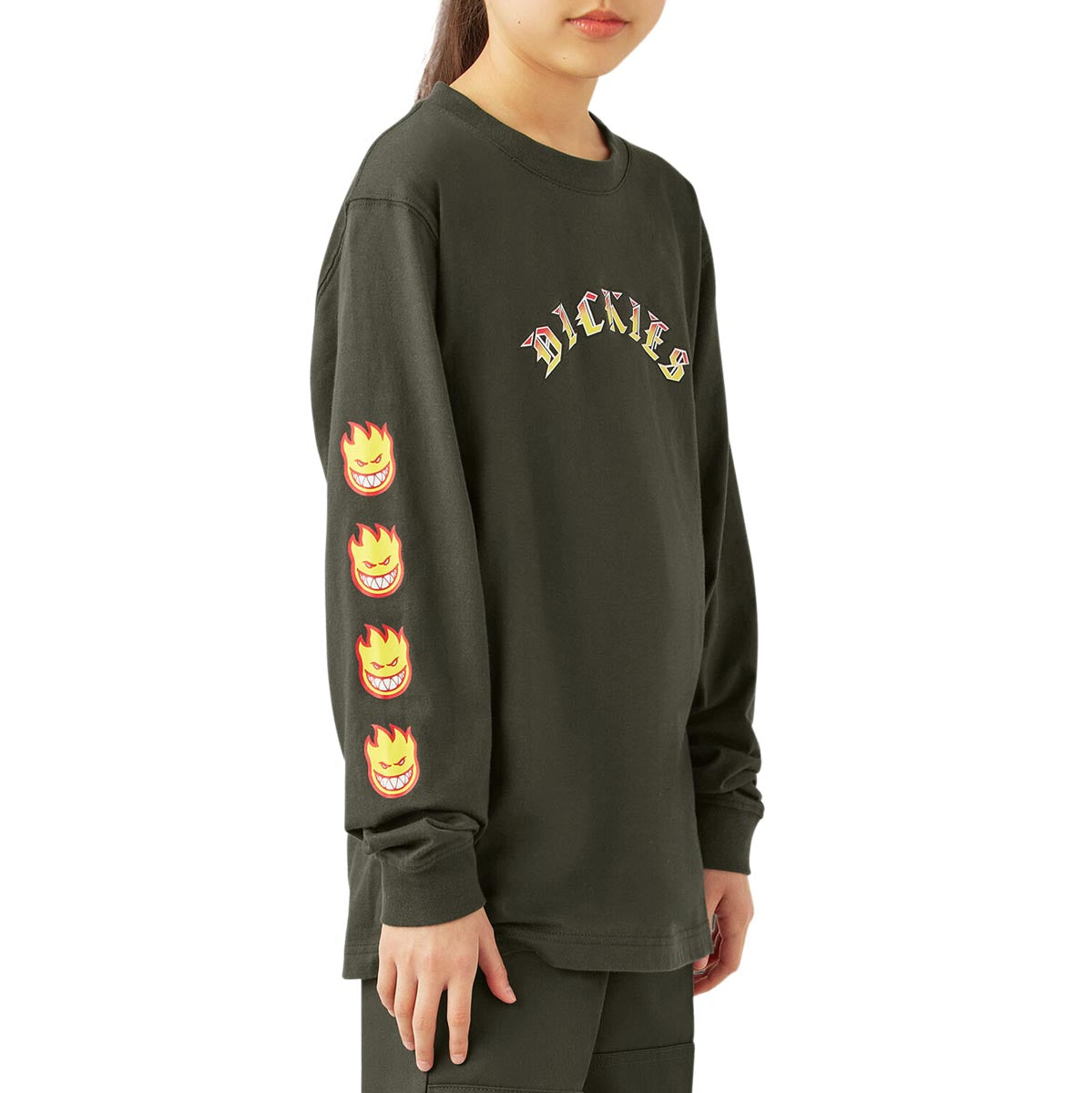 Dickies x Spitfire Youth Long Sleeve T-Shirt - Olive Green image 2