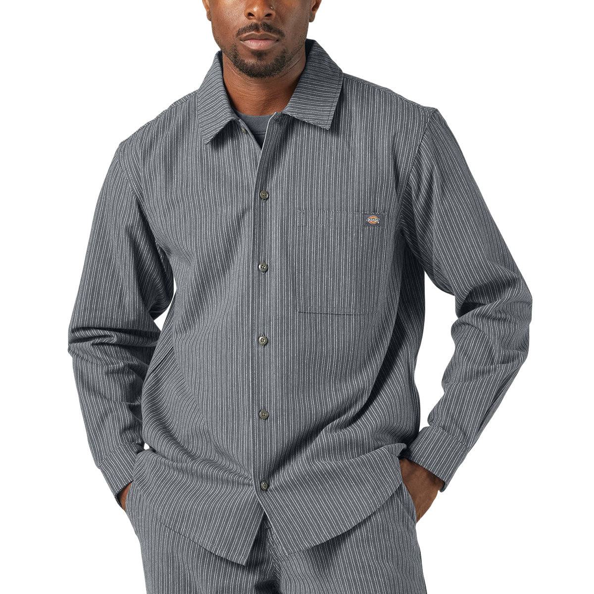 Dickies Lima Pinstripe Long Sleeve Shirt - Charcoal image 1