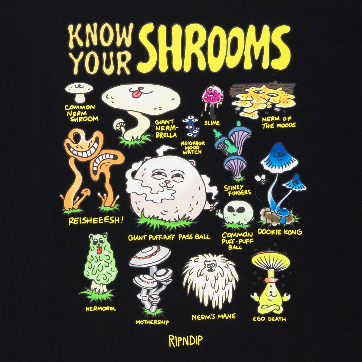 RIPNDIP Know Ur Shrooms Long Sleeve T-Shirt - Black image 3