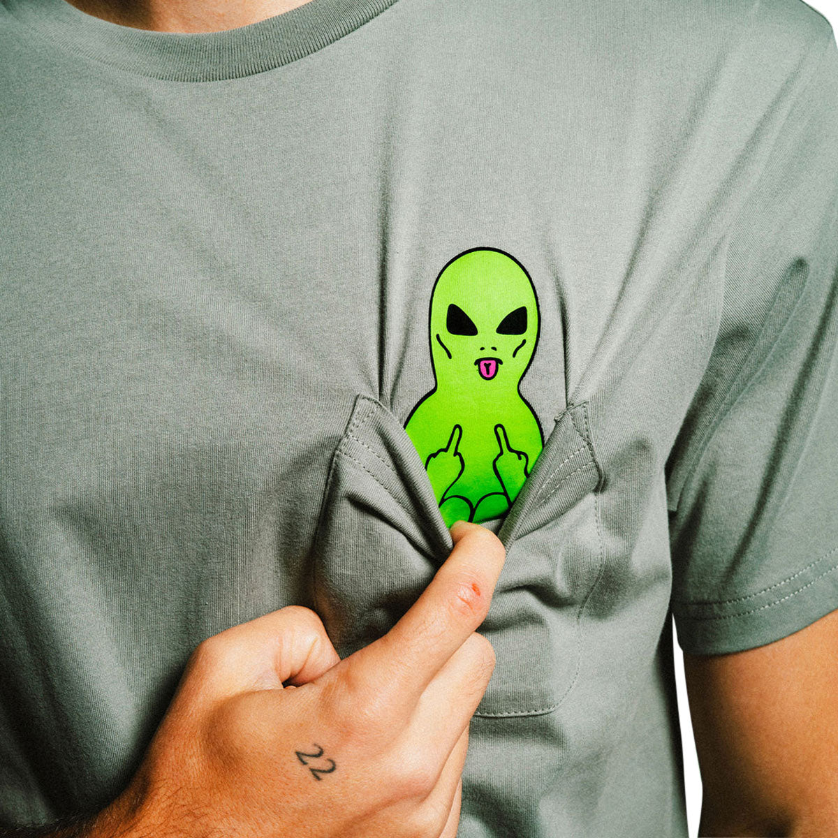 RIPNDIP Lord Alien Pocket T-Shirt - Dusty Sage image 4