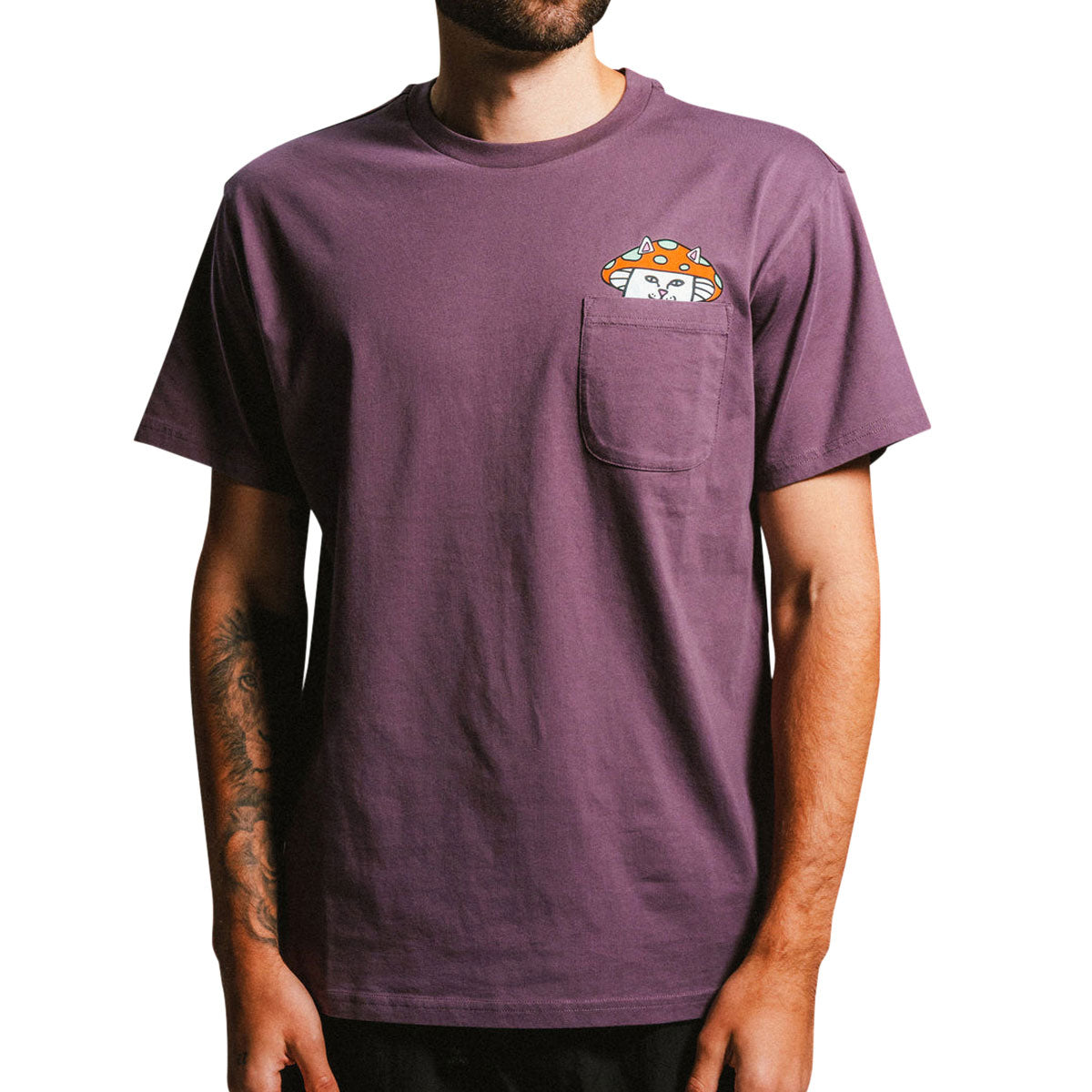 RIPNDIP Lord Shroomy Pocket T-Shirt - Dusty Plum image 3