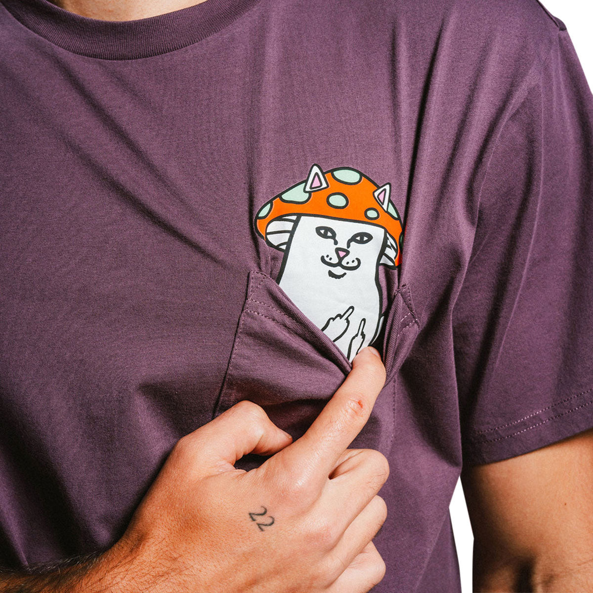RIPNDIP Lord Shroomy Pocket T-Shirt - Dusty Plum image 4