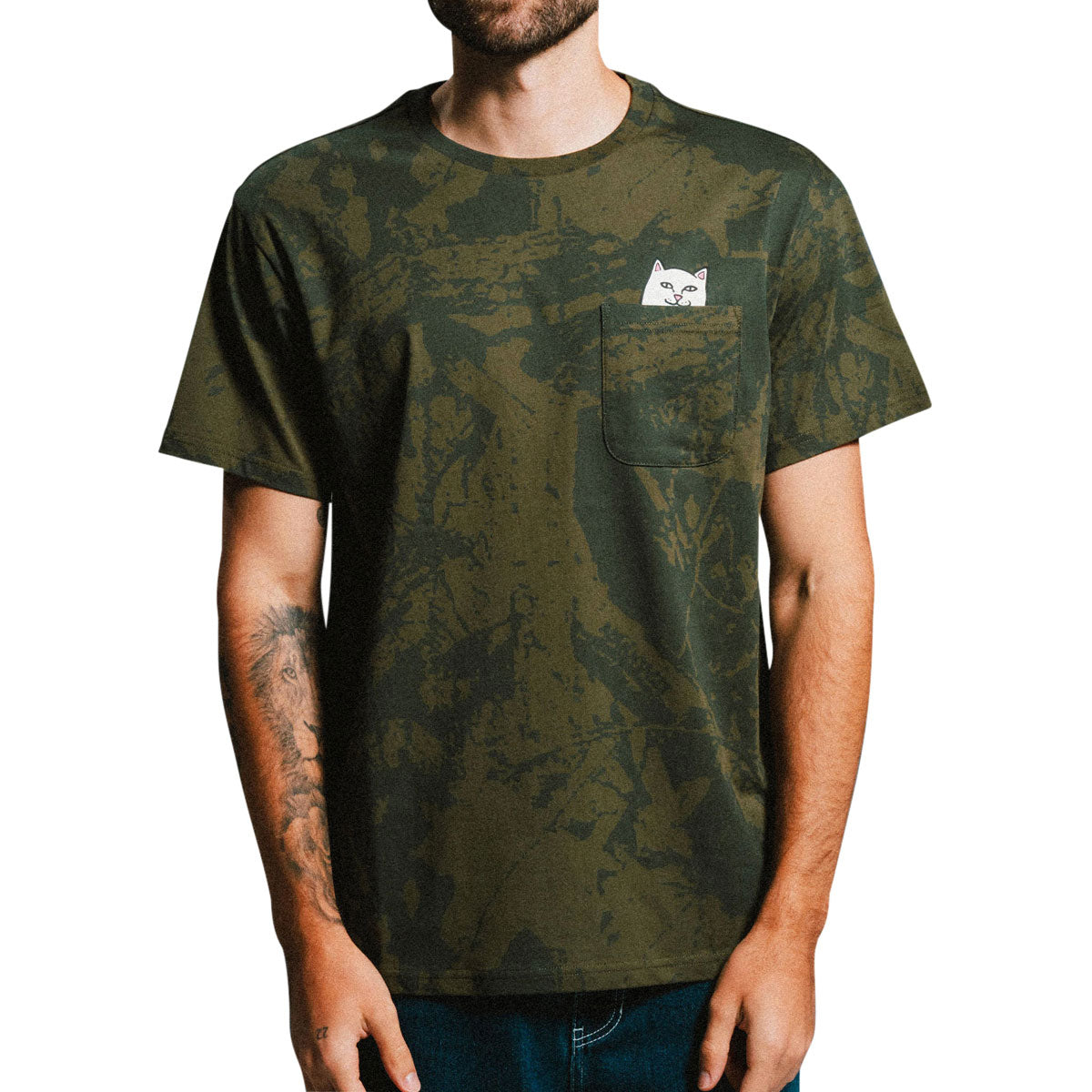 RIPNDIP Lord Nermal Pocket T-Shirt - Forest Camo image 3