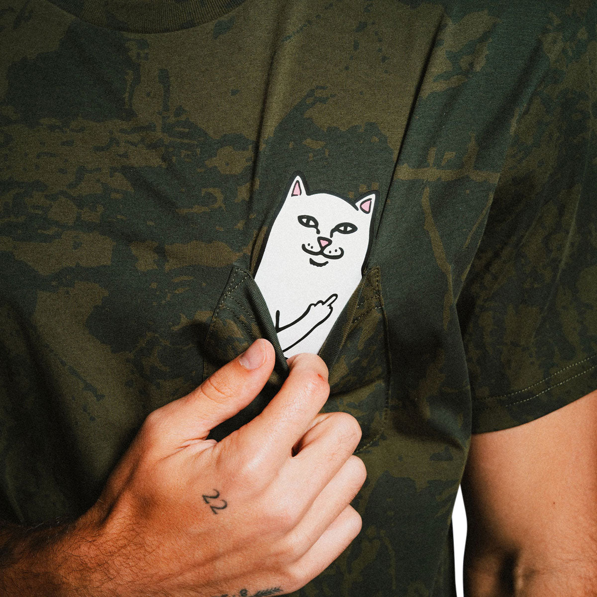 RIPNDIP Lord Nermal Pocket T-Shirt - Forest Camo image 4