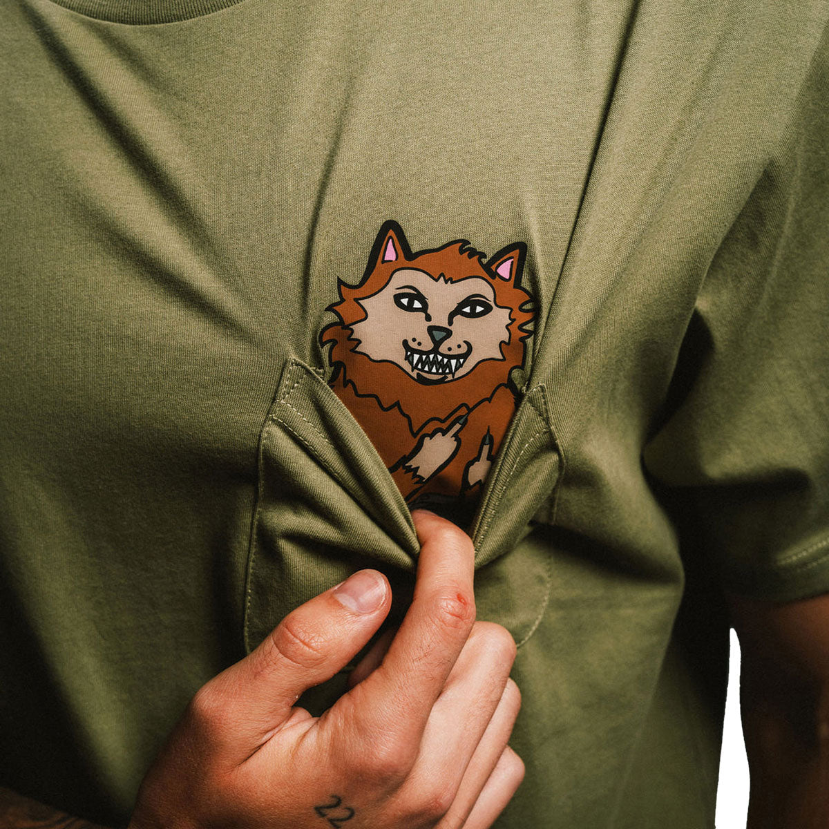 RIPNDIP Full Moon Nerm Pocket T-Shirt - Light Forest image 4
