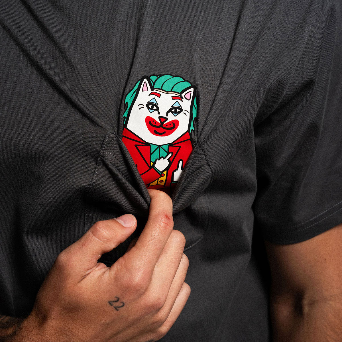RIPNDIP Why So Nermal? Pocket T-Shirt - Charcoal image 3