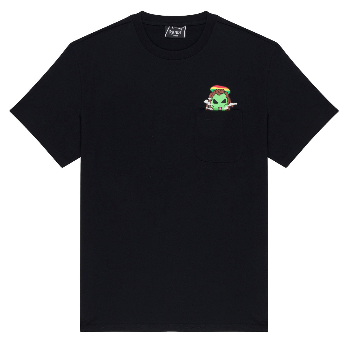 RIPNDIP Smoking Rasta Alien Pocket T-Shirt - Black image 1