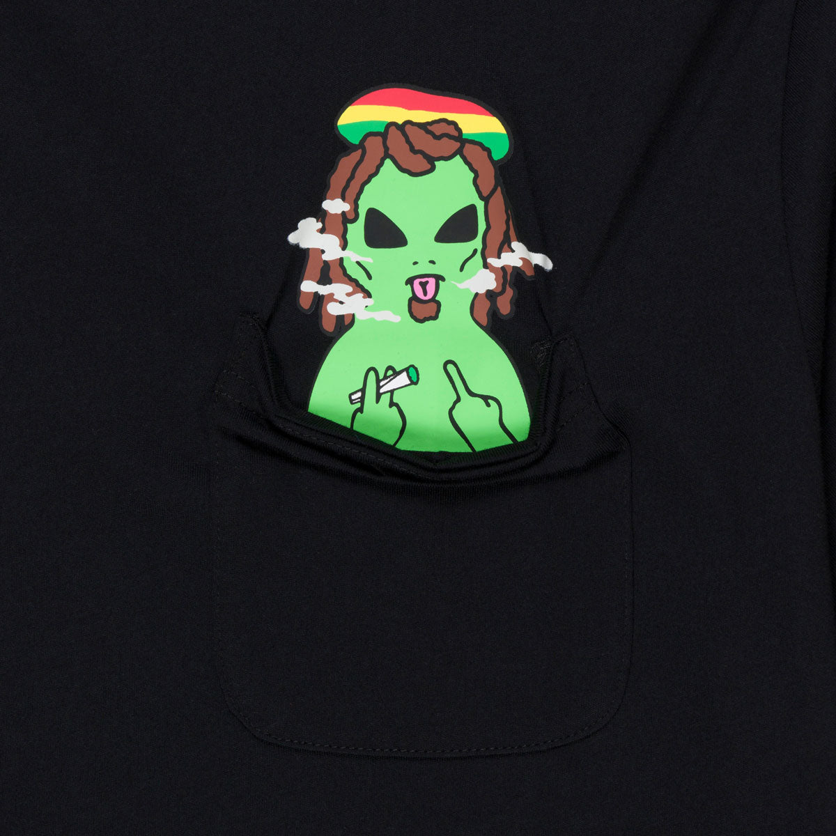 RIPNDIP Smoking Rasta Alien Pocket T-Shirt - Black image 2