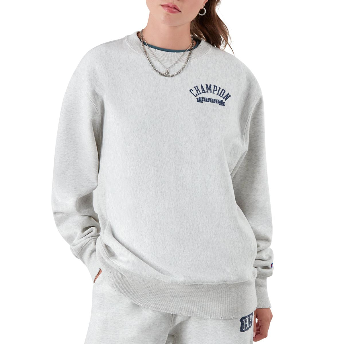 Champion RW OS Crew Time Capsule Enzyme Sweatshirt - GFS Silver Grey image 1