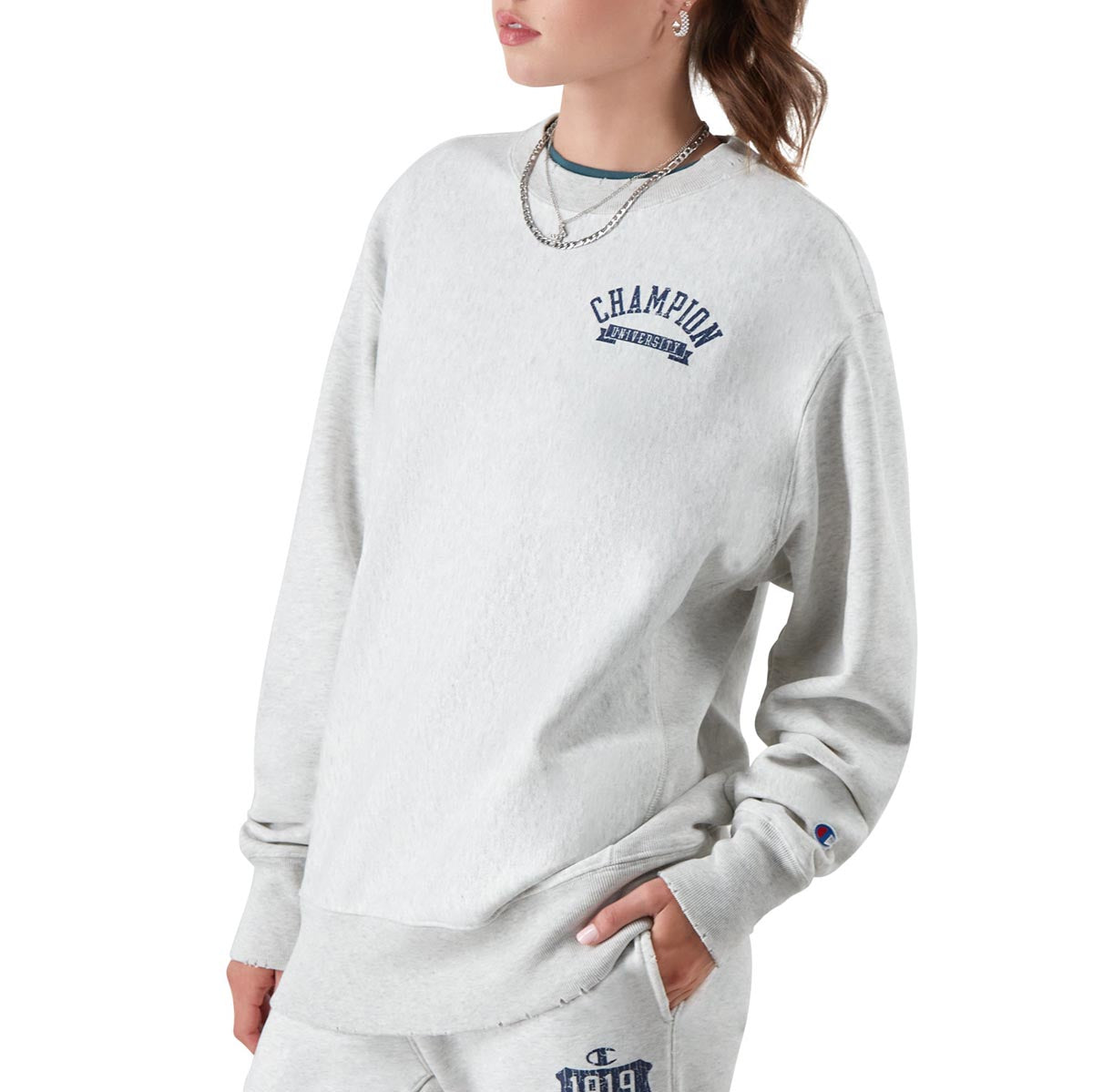 Champion RW OS Crew Time Capsule Enzyme Sweatshirt - GFS Silver Grey image 3