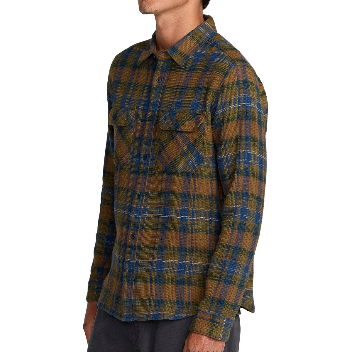 RVCA Dayshift Flannel Long Sleeve Shirt - Olive image 4