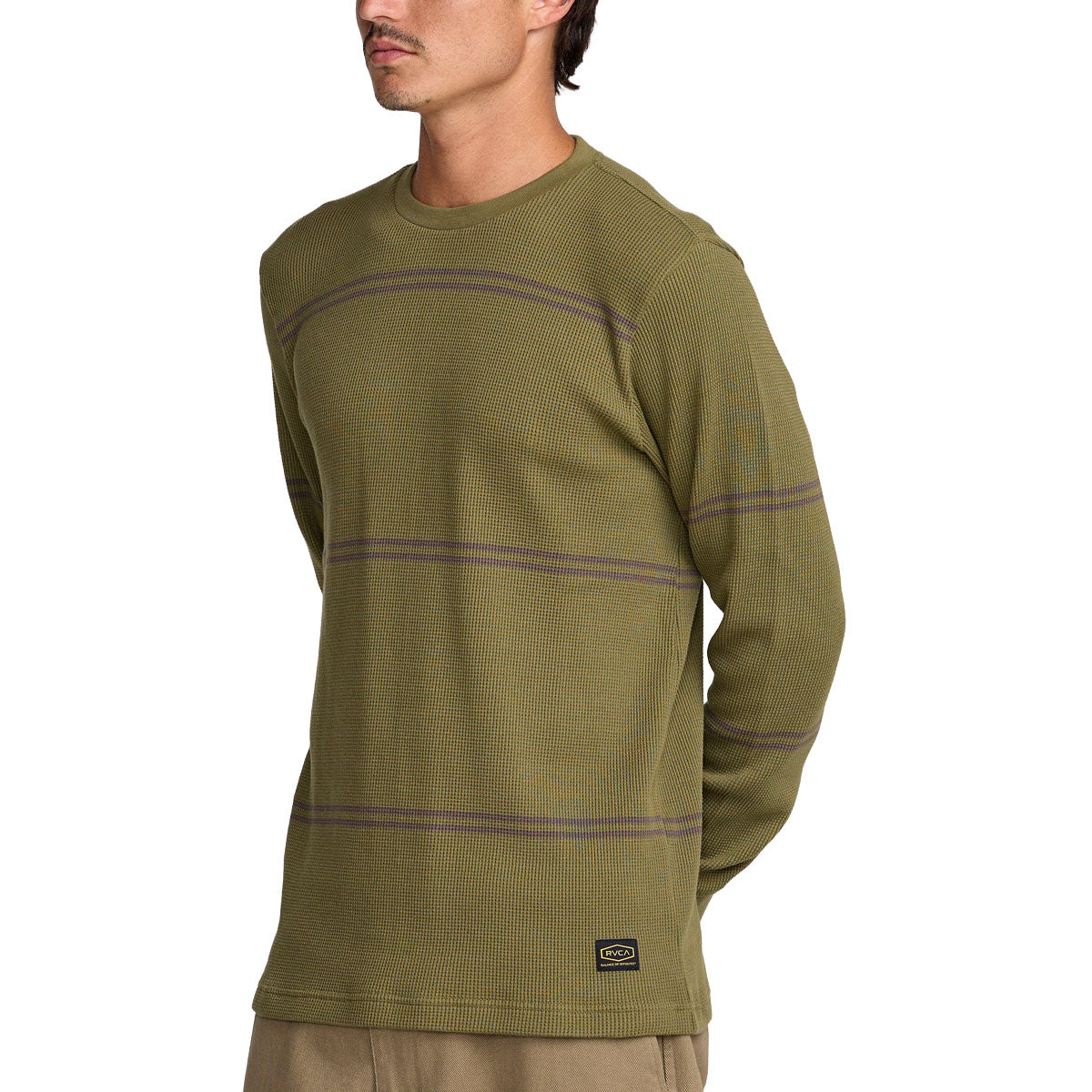 RVCA Dayshift Thermal Stripe Long Sleeve Shirt - Olive image 4