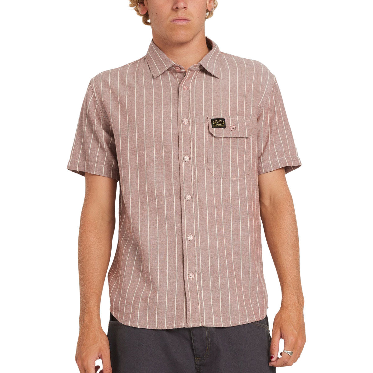 RVCA Dayshift Stripe II Shirt - Red Earth image 1