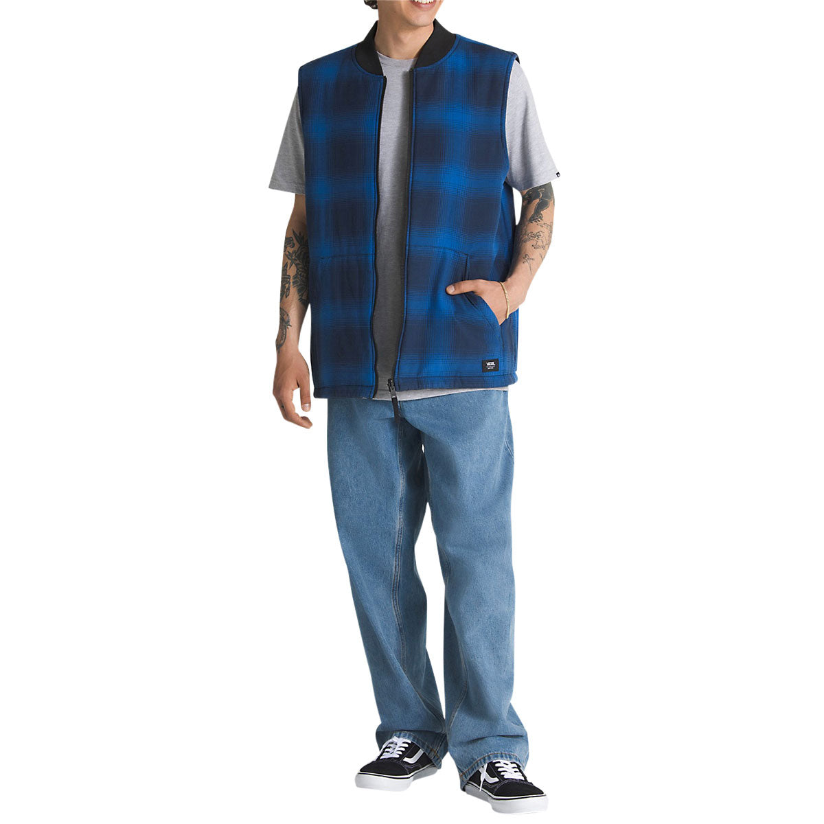 Vans Talbot Reversible Vest Jacket - Black/True Blue image 4