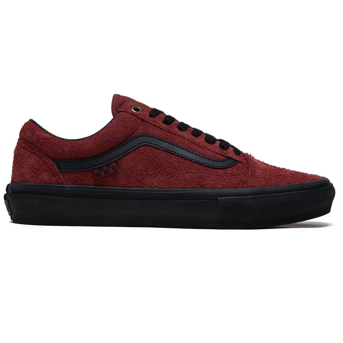 Vans Skate Old Skool Shoes - Hairy Suede Black/Burgundy image 1