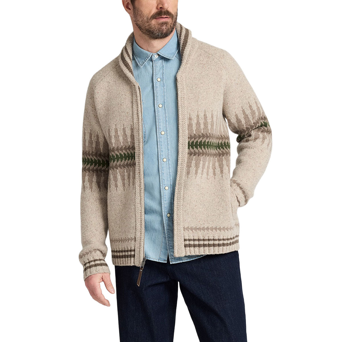 Pendleton Sawtooth Buck Zip Up Sweater - Sawtooth Oatmeal image 2
