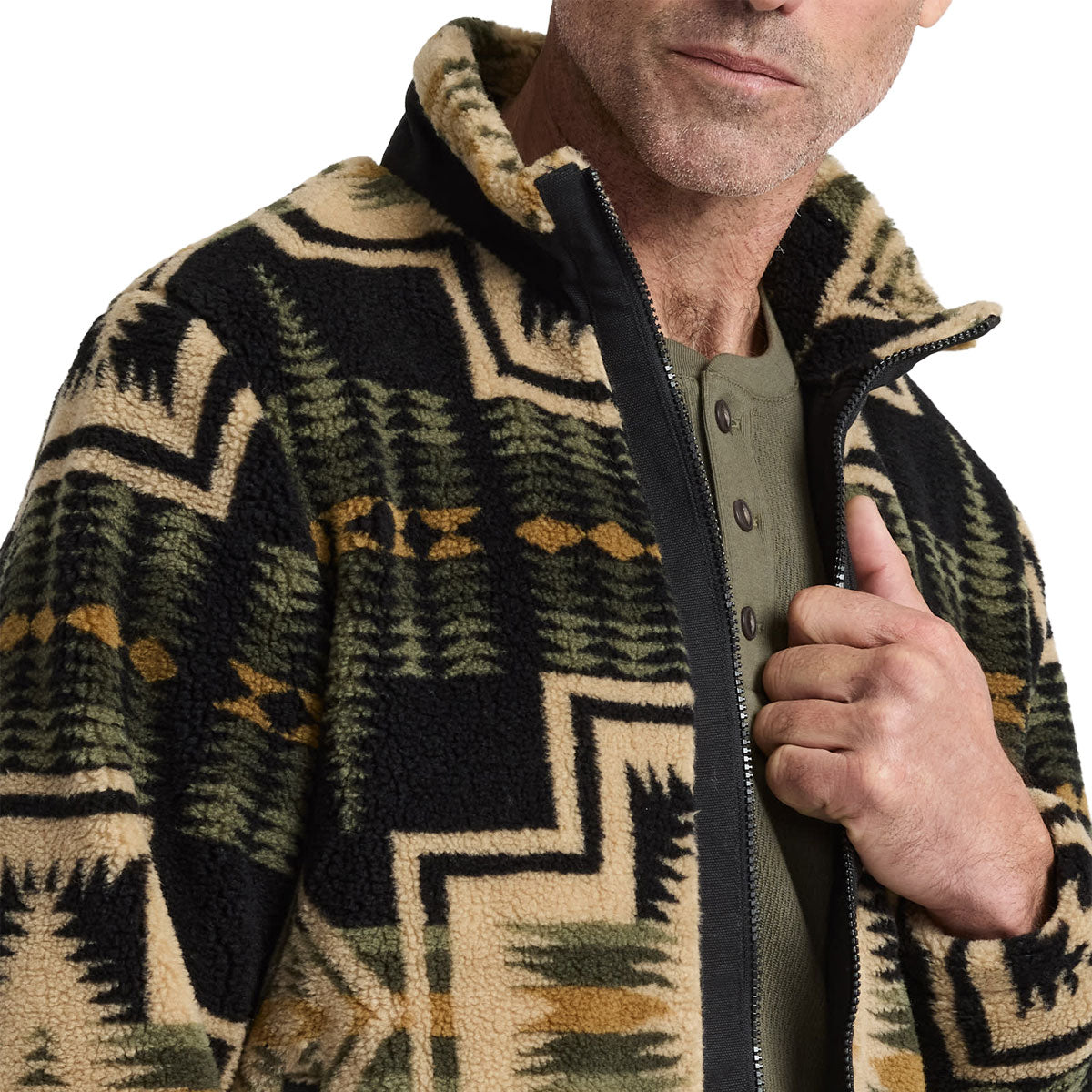 Pendleton Tahuya Range Fleece Jacket - Green Tan Harding image 5