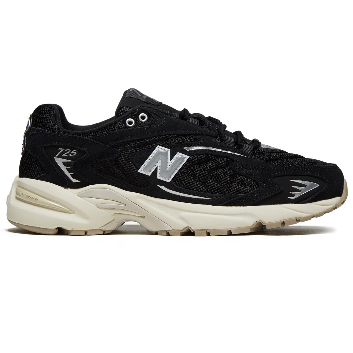 New Balance 725V1 Shoes - Black/Metallic Silver/Angora image 1