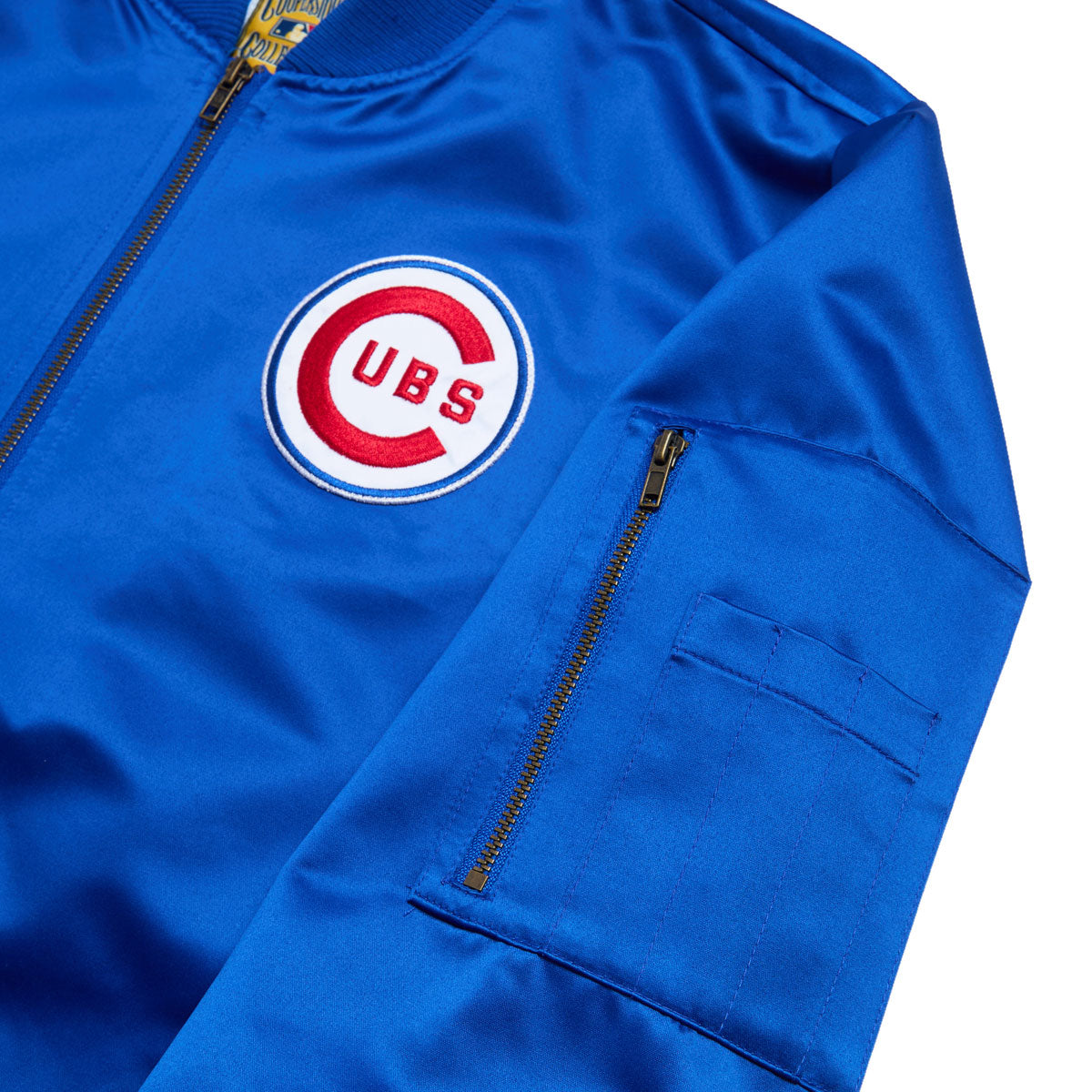 Mitchell & Ness x MLB Cubs Vintage Logo Satin Bomber Jacket - Royal image 5