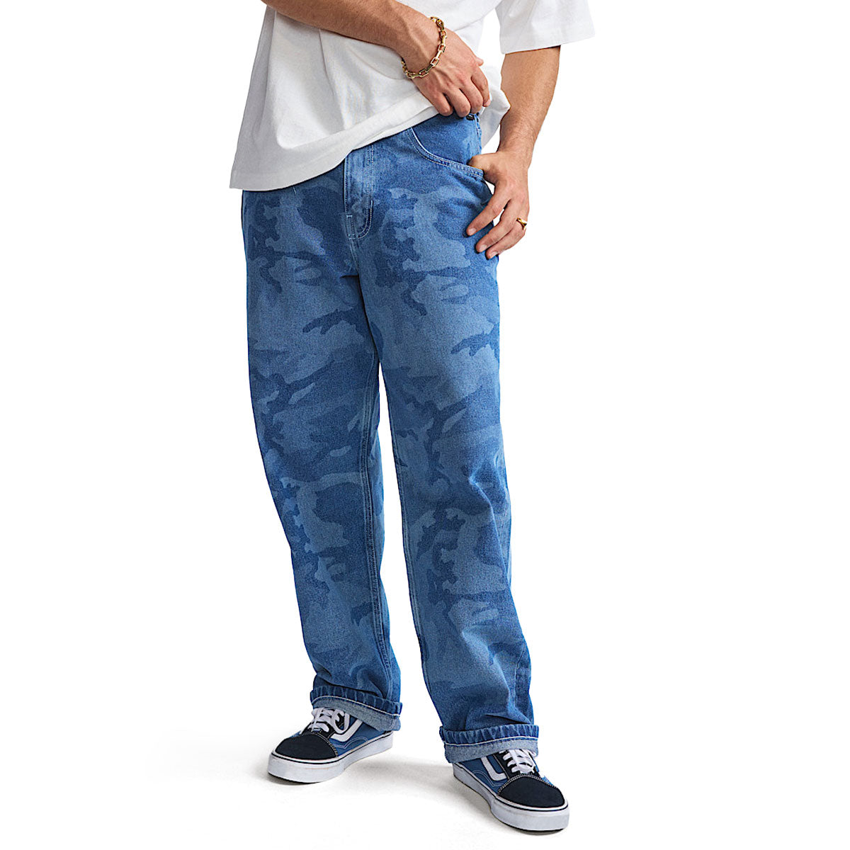 Vans Check-5 Loose Camo Printed Denim Pants - Stonewash Blue image 2