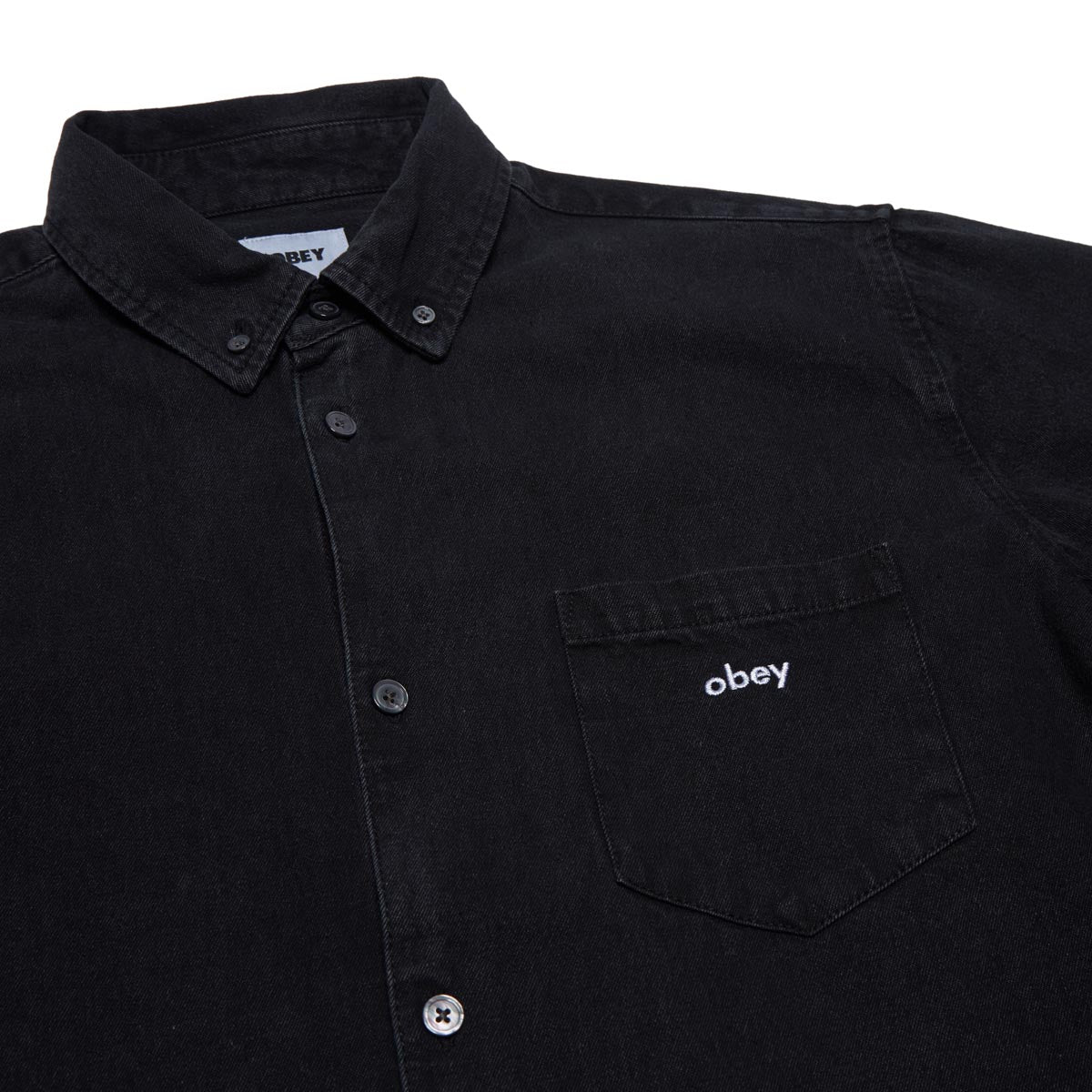 Obey Logan Denim Woven Long Sleeve Shirt - Faded Black image 3