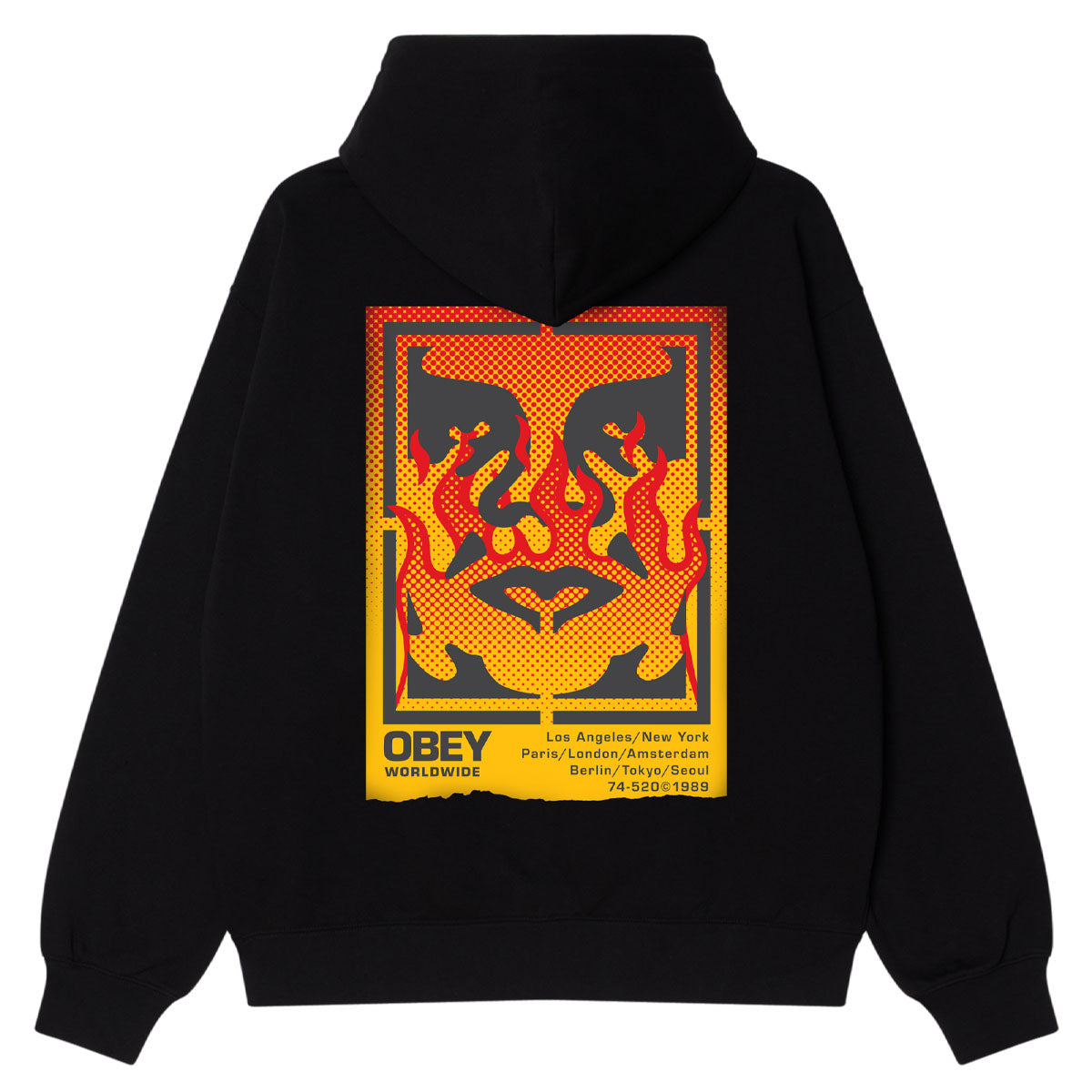 Obey Icon Stencil Flame Hoodie - Black image 1