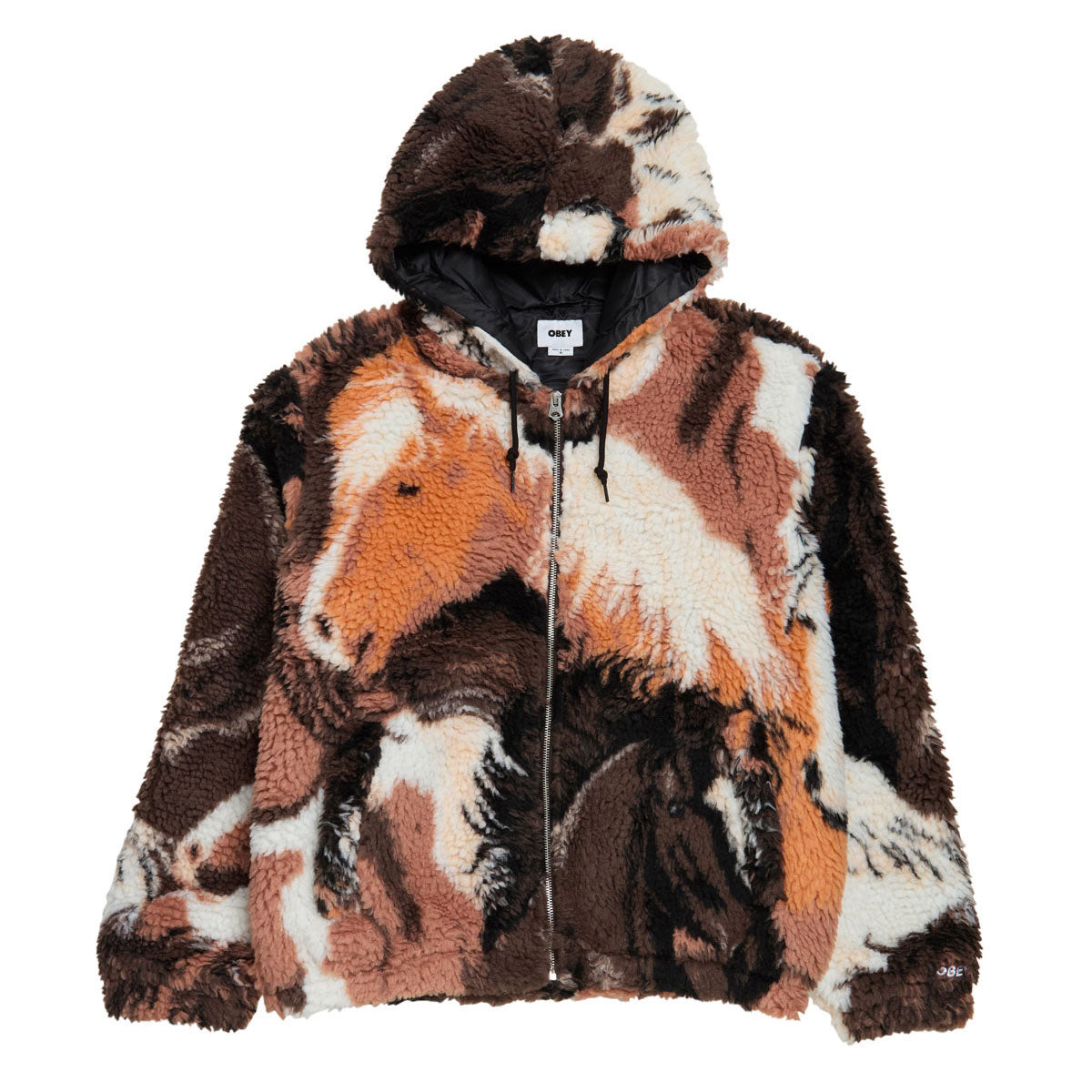 Obey Horses Sherpa Jacket - Brown Multi image 1