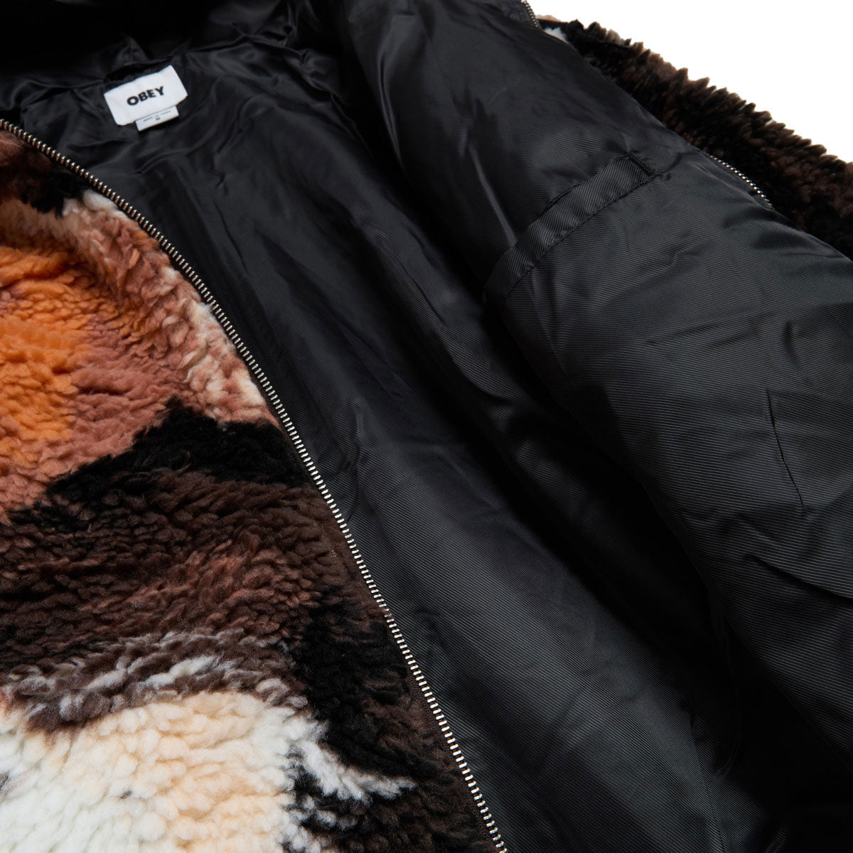 Obey Horses Sherpa Jacket - Brown Multi image 4