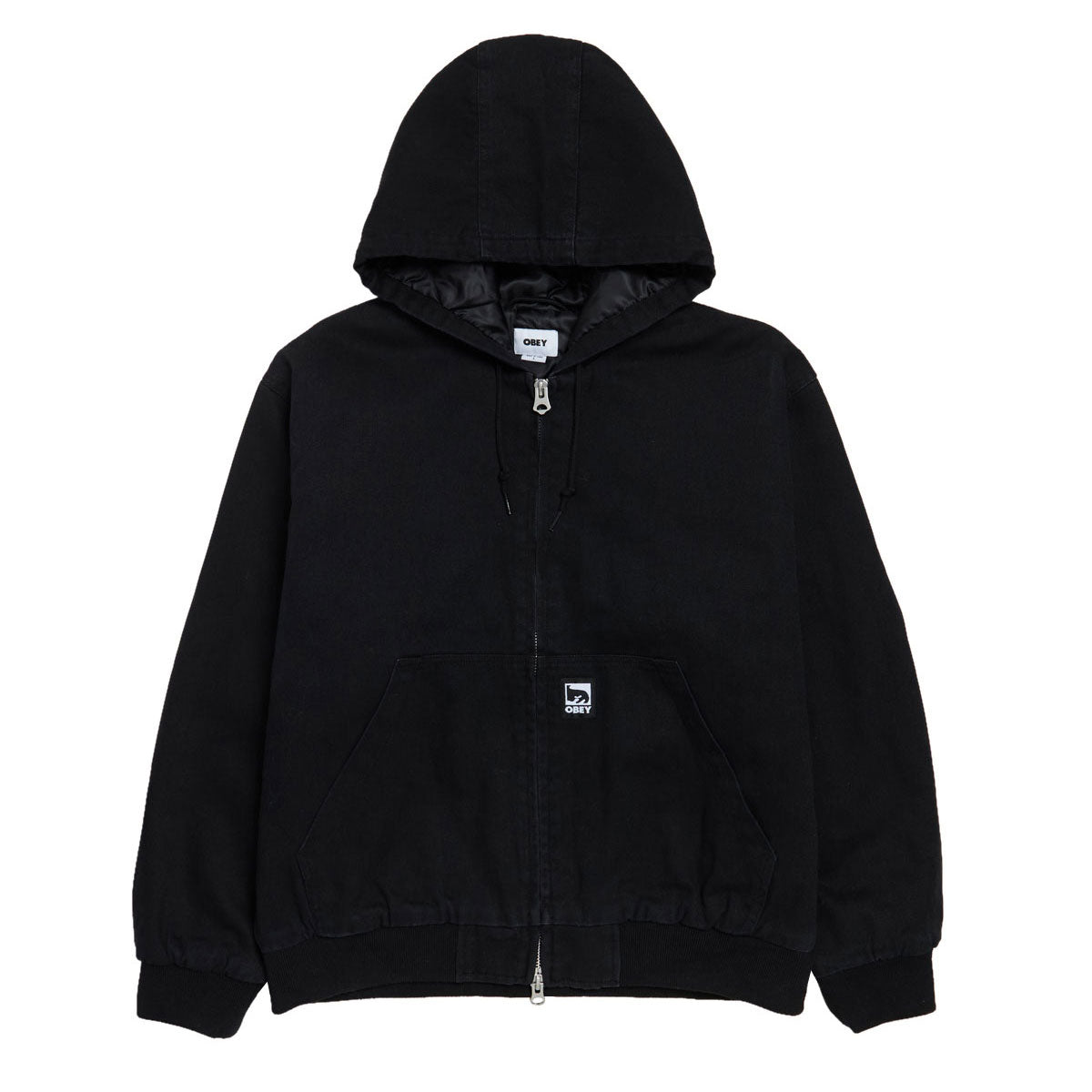 Obey Randy Zip Up Hooded Jacket - Black Faded Wash image 1