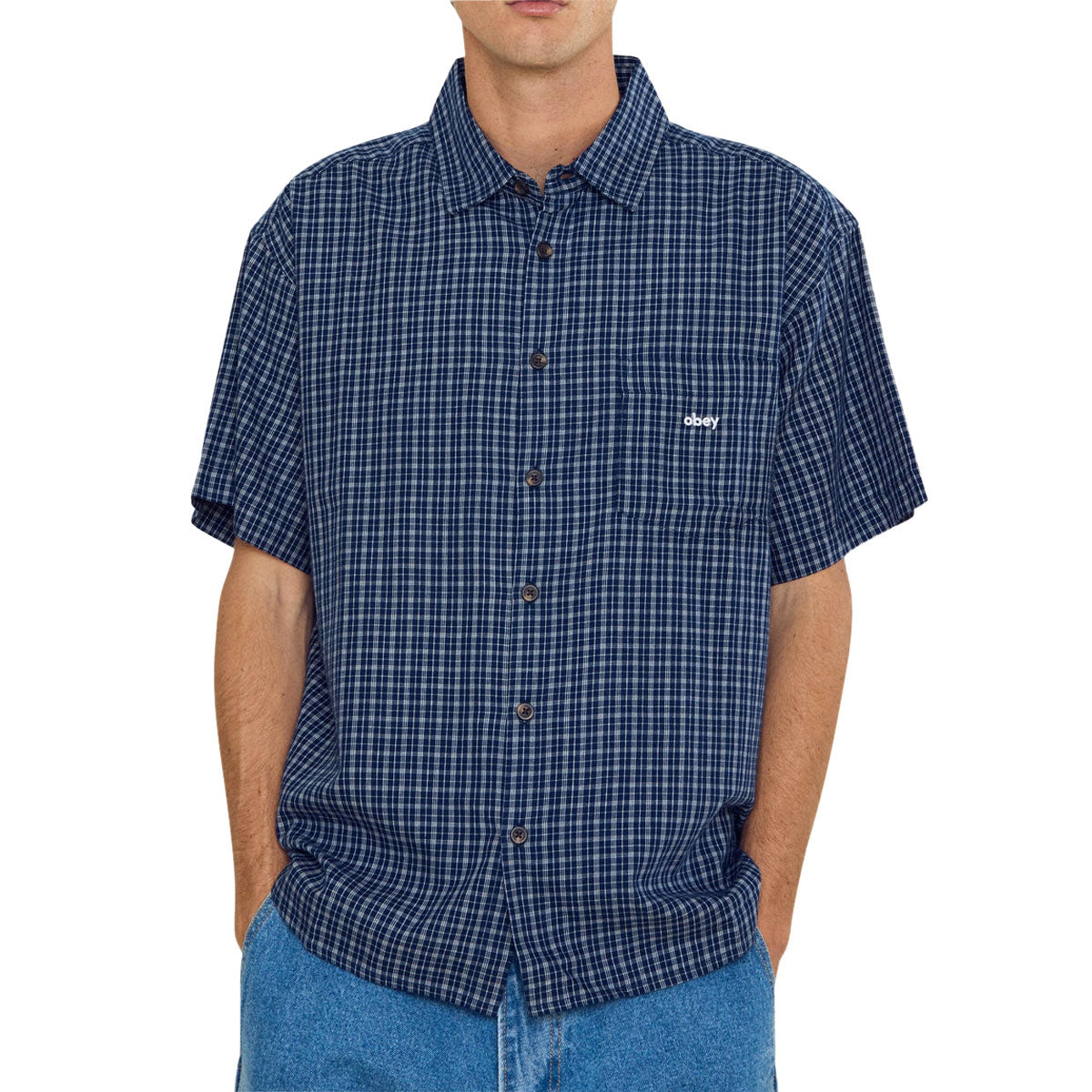 Obey Bigwig Ian Woven Shirt - Academy Navy Multi image 1