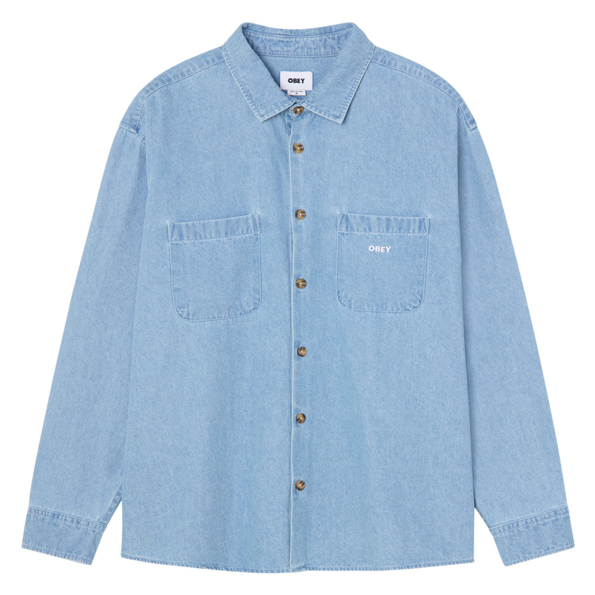 Obey Charlie Denim Long Sleeve Woven Shirt - Light Indigo image 1