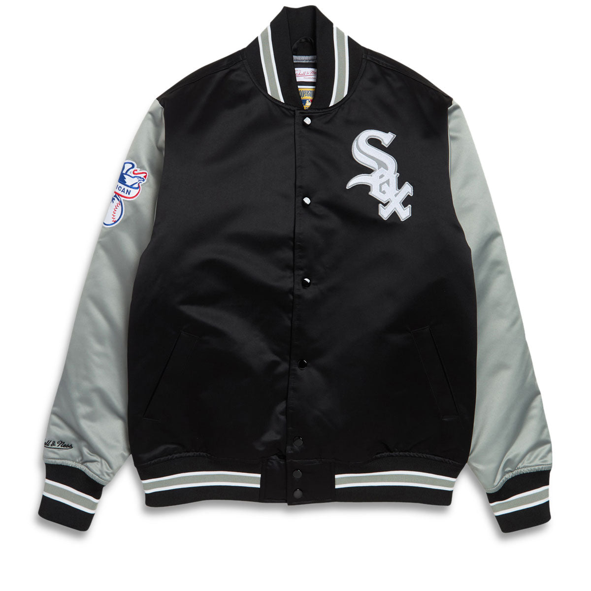 Mitchell & Ness x MLB Primetime White Sox Vintage Logo Satin Jacket - Black image 1