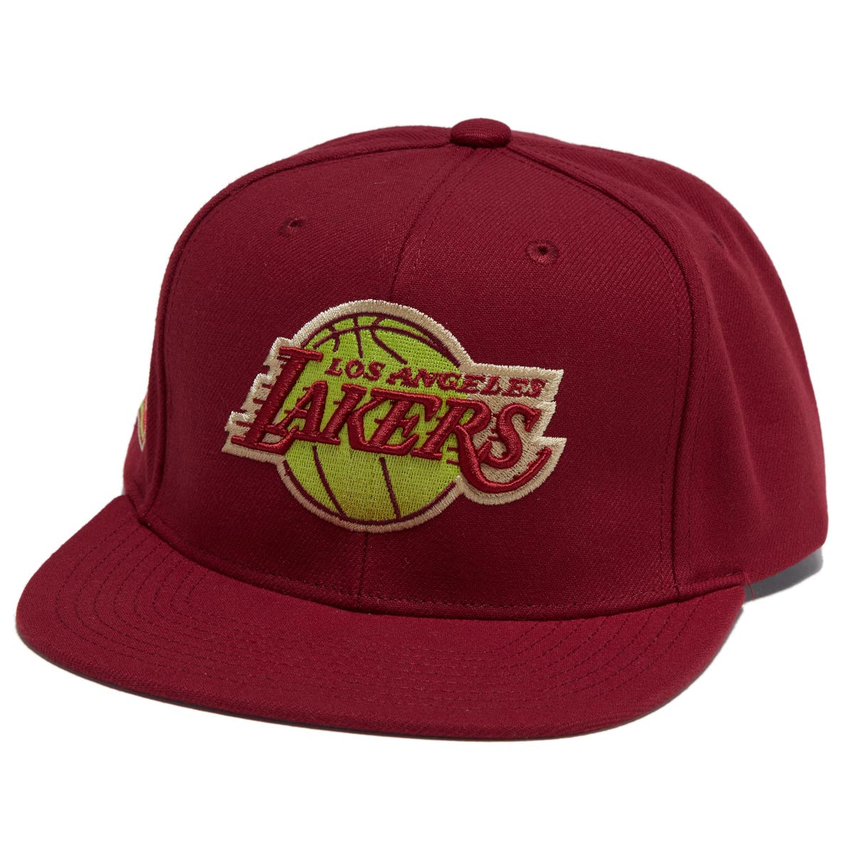 Mitchell & Ness x NBA Merlot Shine Lakers Snapback Hat - Maroon image 1